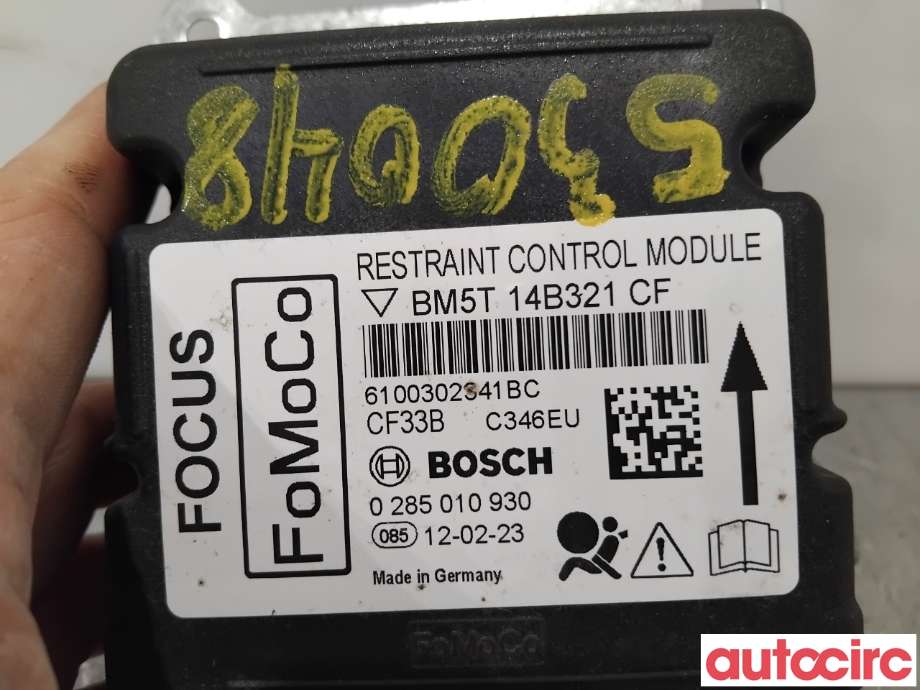 Airbag elektronikk til Ford Focus 2011-2014 (Type III, Fase 1)  (FORD|1767129|0285010930|BM5T14B321CF)