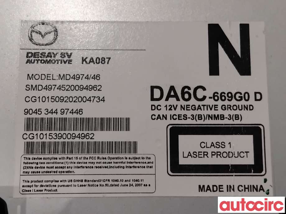 Bilstereo til Mazda CX-3 2015-2022  (MAZDA|DA6C-66-9G0E|MD4974|DA6C-669G0D)