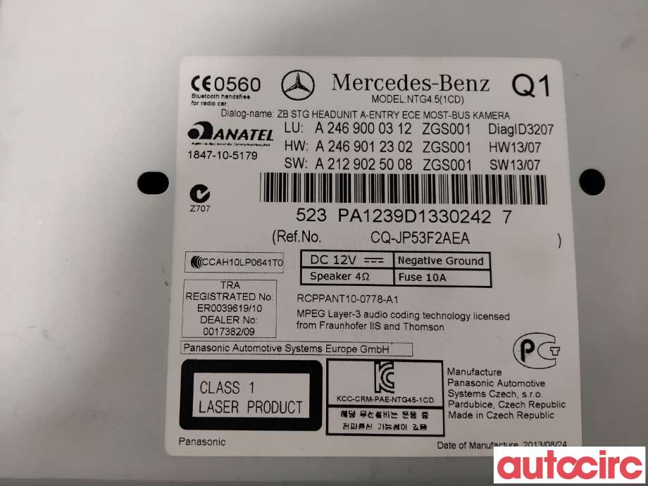 Bilstereo til Mercedes CLA 2013-2019 (C117) (C117) (MERCEDES|A2469000816|NTG45|A2469000312)