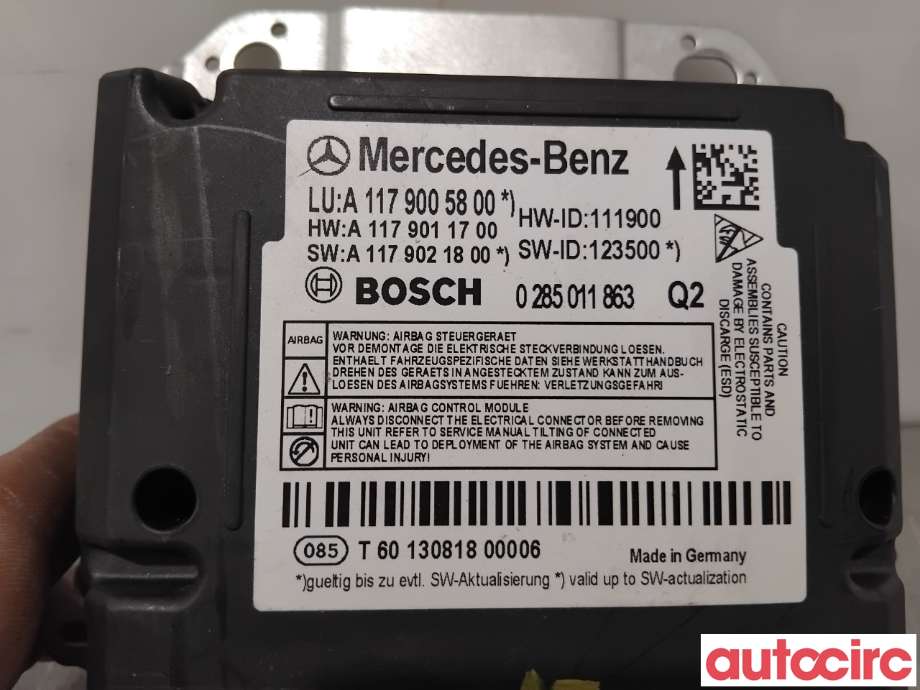 Airbag elektronikk til Mercedes CLA 2013-2019 (C117) (C117) (MERCEDES|A1179009200|0285011863|A1179008600)