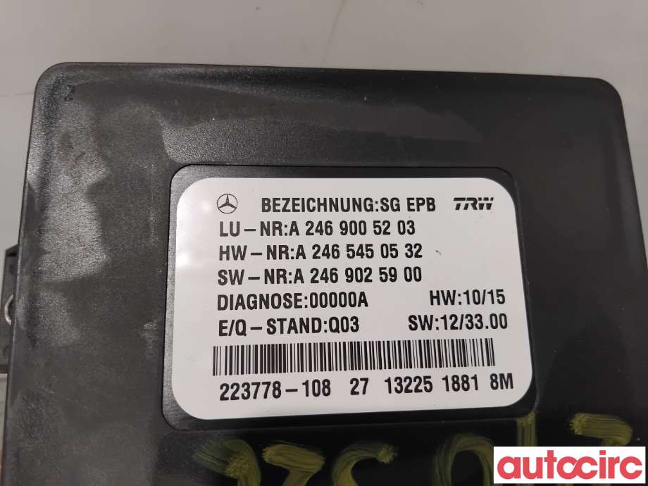 Styreenhet elektrisk parkbrems (EPB - Electric Parking Brake) til Mercedes CLA 2013-2019 (C117) (C117) (MERCEDES|A2469003417|223778-108|A2469005203)