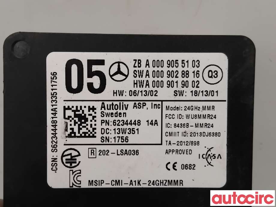 Sensor radar til Mercedes CLA 2013-2019 (C117) (C117) (MERCEDES|A0009055103|6234448)