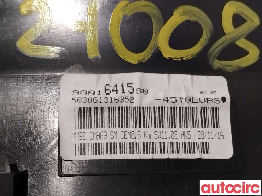 Instrumentpanel til Peugeot Partner 2015-2019 (Type II, Fase 2)  (PEUGEOT|9801641580|)