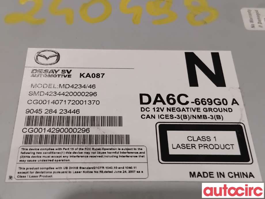 Bilstereo til Mazda 2 2015-2019 (Type III, Fase 1)  (MAZDA|DA6C-66-9G0E|MD4234|DA6C-669G0A)