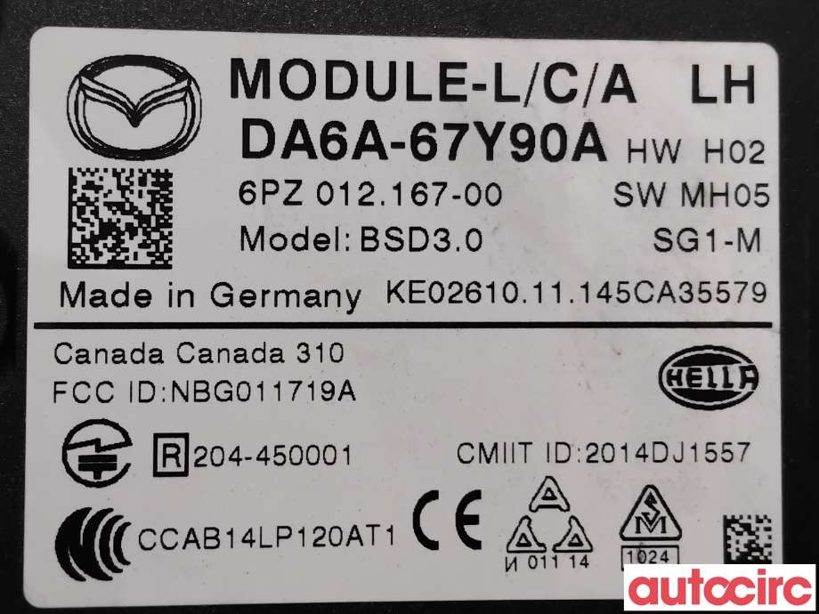 Sensor radar til Mazda 2 2015-2019 (Type III, Fase 1) (MAZDA|DA6A-67-Y90F|6PZ012167-00|DA6A-67Y90A)