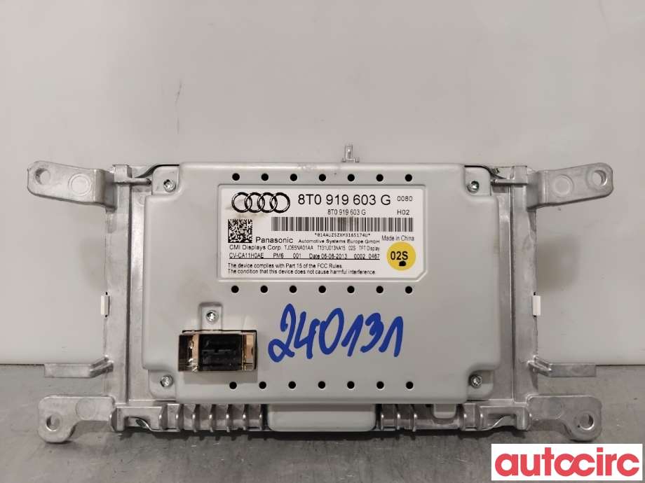 Multimedia display (MCU - Media Controller Unit) til Audi Q5 2008-2012 (Type I, Fase 1)  (AUDI|8T0057603G|CV-CA11H0AE|8T0919603G)