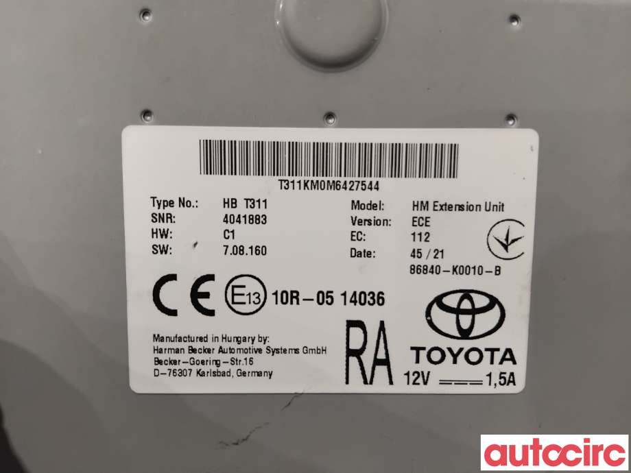 Styreenhet diverse til Toyota Hilux 2020-->>  (TOYOTA|86840K0010|HBT311|86840-K0010)