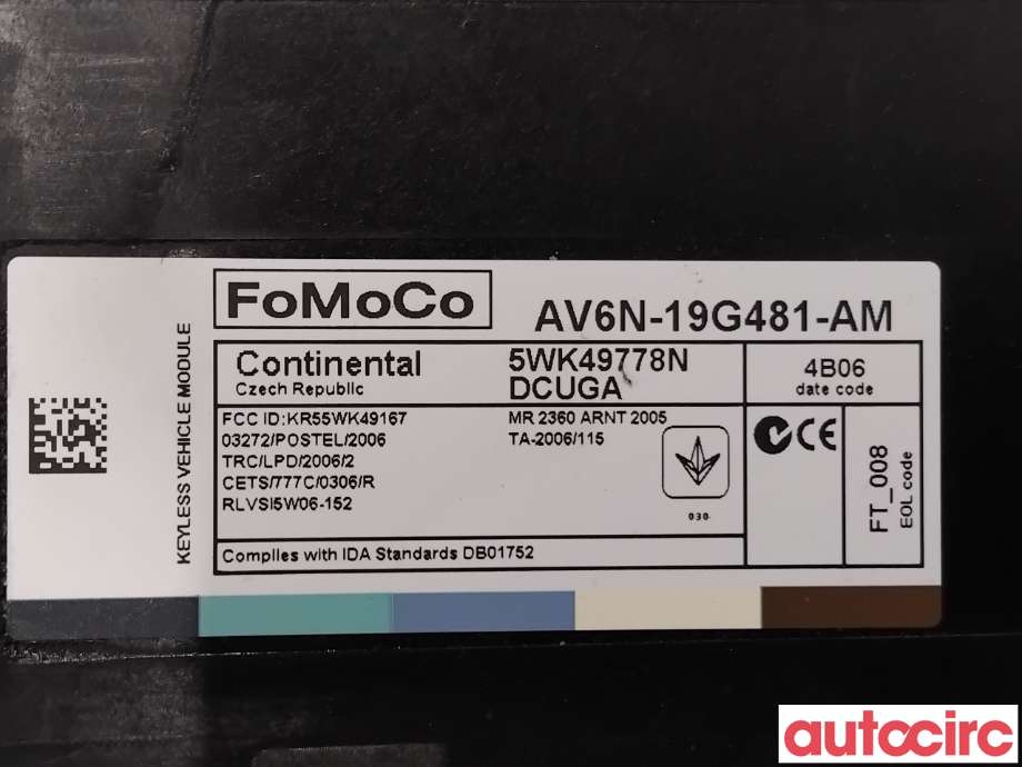 Styreenhet nøkkelfri/keyless til Ford Kuga 2013-2019  (FORD|1829420|5KW49778N|AV6N-19G481-AM)