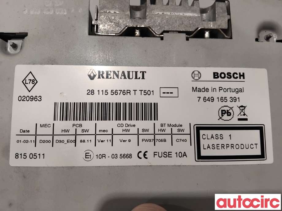 Bilstereo navigasjon til Renault Laguna 2011-2014 Type III, Fase 2  (RENAULT|281155676R|7649165391|281152237R)