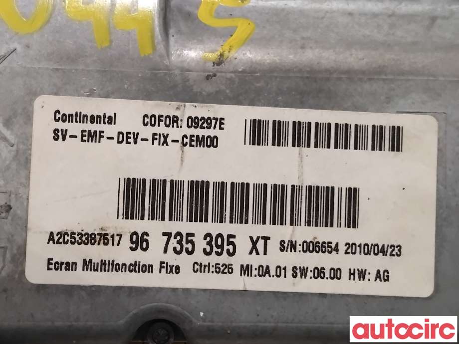 Instrument kjørecomputer til Peugeot 207 2006-2012 (PEUGEOT|659376|A2C53387517|6593Q8)