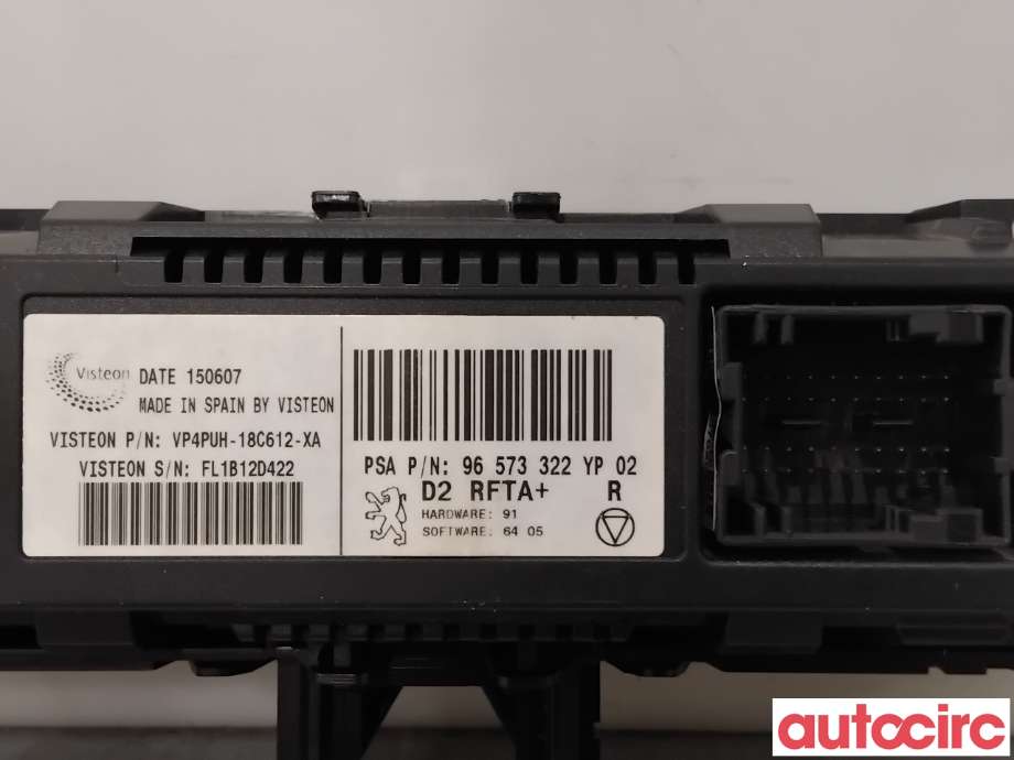 Varmeapparat betjening til Peugeot 407 2004-2010  (PEUGEOT|6451VW|VP4PUH-18C612-XA|96573322YP)