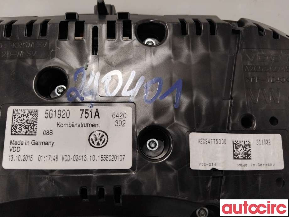 Instrumentpanel til VW Golf VII 2012-2017 (Fase 1)  (VOLKSWAGEN|5G1920751A|A2C94775300)