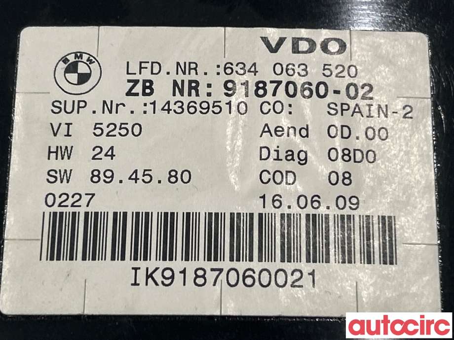 Instrumentpanel til BMW 3-Serie 2005-2011 (E90/E91/E92/E93) (E90/E91/E92/E93) (BMW|62109316127)