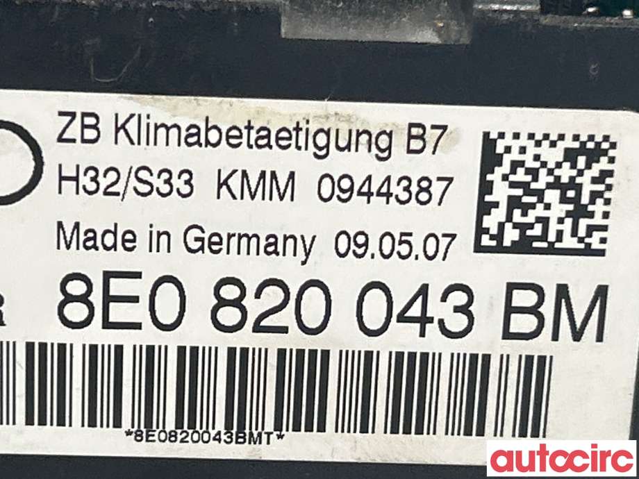 Varmeapparat betjening til Audi A4 2004-2008 (Type III) (B7) (B7) (AUDI|8E0820043BM)