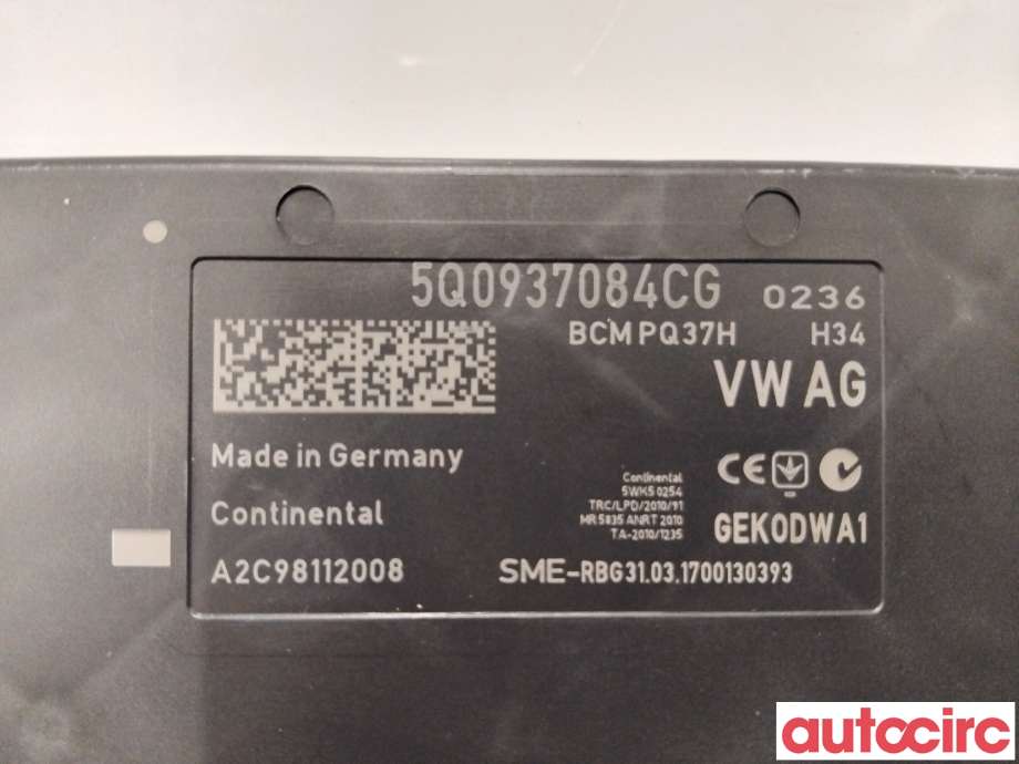 Styreenhet diverse til Škoda Octavia 2017-2020 (Type III, Fase 2)  (SKODA|5Q0937084CG|A2C98112008)