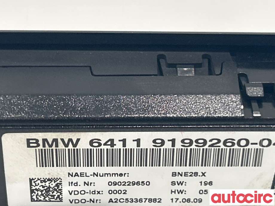 Varmeapparat betjening til BMW 3-Serie 2005-2011 (E90/E91/E92/E93) (E90/E91/E92/E93) (BMW|64119199260)