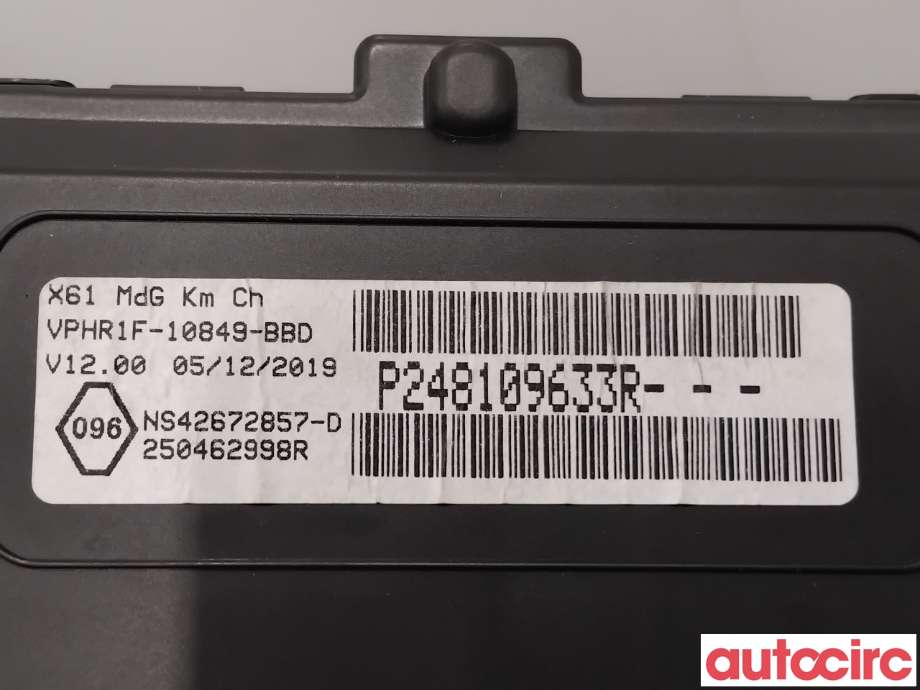 Instrumentpanel til Renault Kangoo 2008-2021 (Type II)  (RENAULT|248109633R|NS42672857-D)