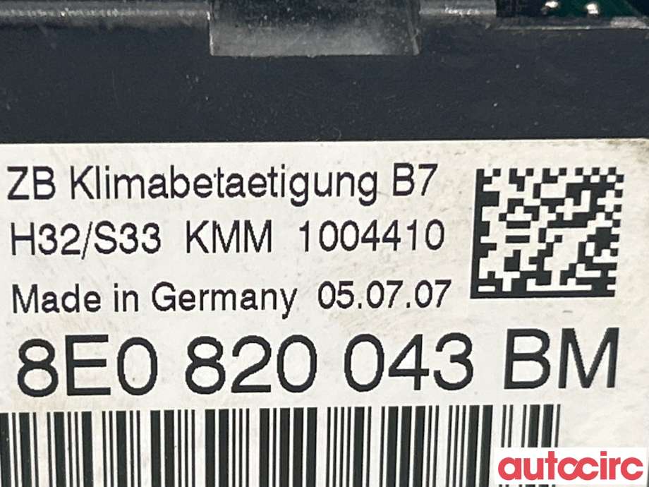 Varmeapparat betjening til Audi A4 2004-2008 (Type III) (B7) (B7) (AUDI|8E0820043BM)