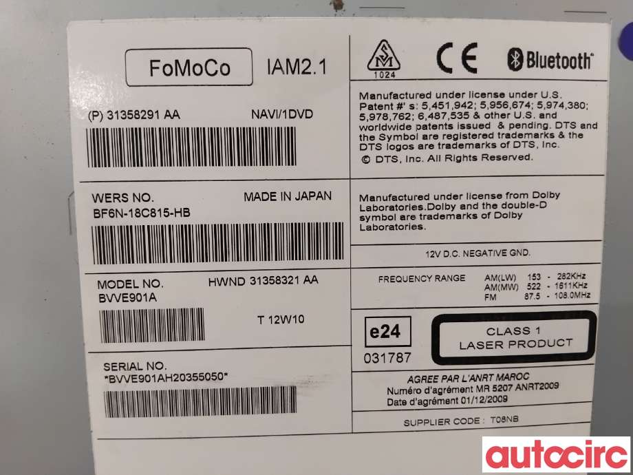 Bilstereo navigasjon til Volvo XC60 2008-2013 (Type I, Fase 1)  (VOLVO|36051007|BVVE901A|31358321)