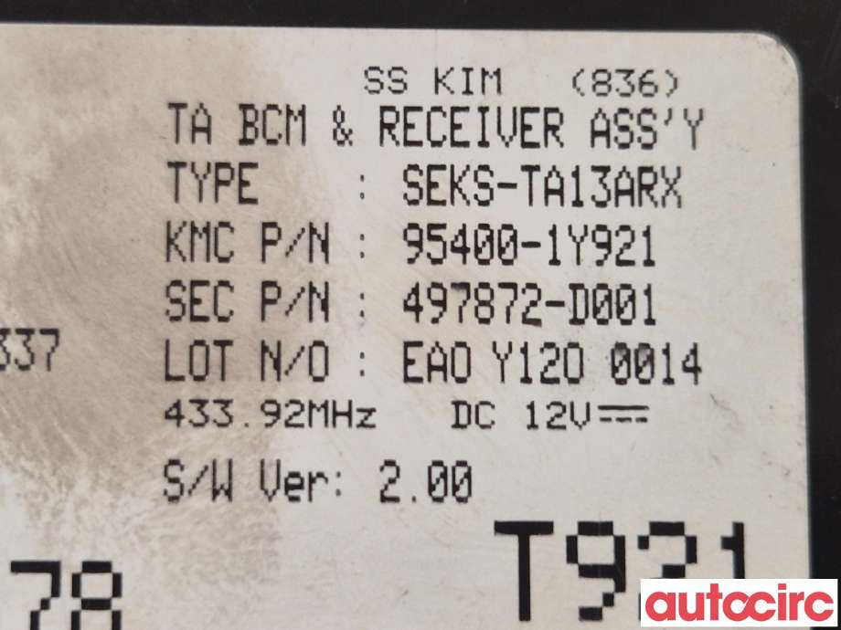 Styreenhet diverse til Kia Picanto 2011-2017 (Type II) (KIA|954001Y921|)