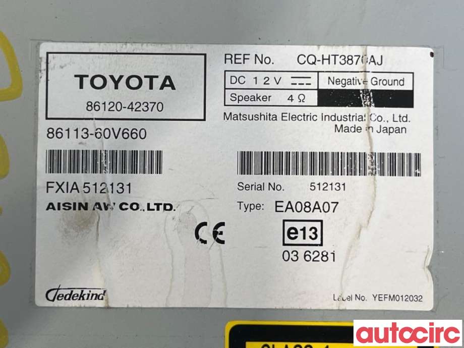 Bilstereo til Toyota RAV4 2009-2013 (Type III, Fase 2)  (TOYOTA|FXIA512131|86113-60V660|86120-42370)