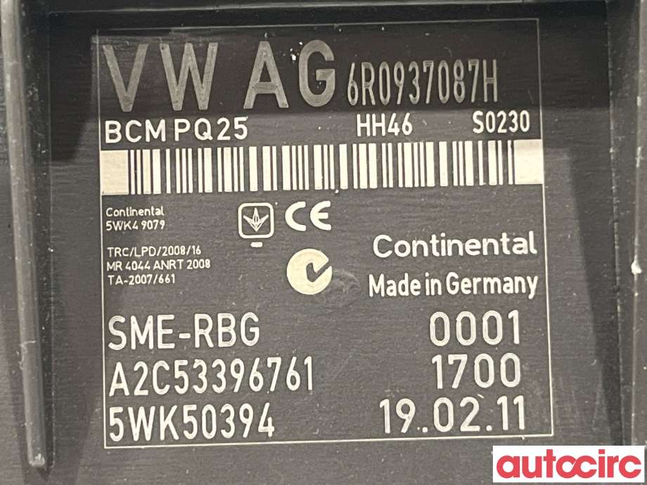Styreenhet comfort (BCM) til VW Polo 2009-2014 (Type V, Fase 1)  (VOLKSWAGEN|6R0937087H)
