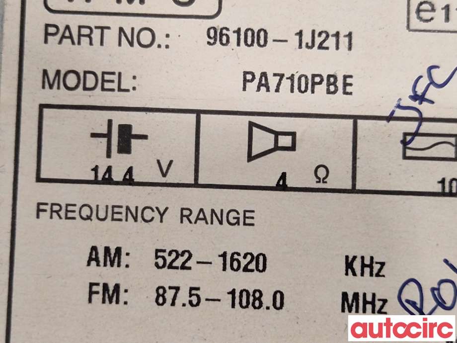 Bilstereo til Hyundai i20 2009-2014 (Type I)  (HYUNDAI|961001J211UX|PA710PBE|96100-1J211)