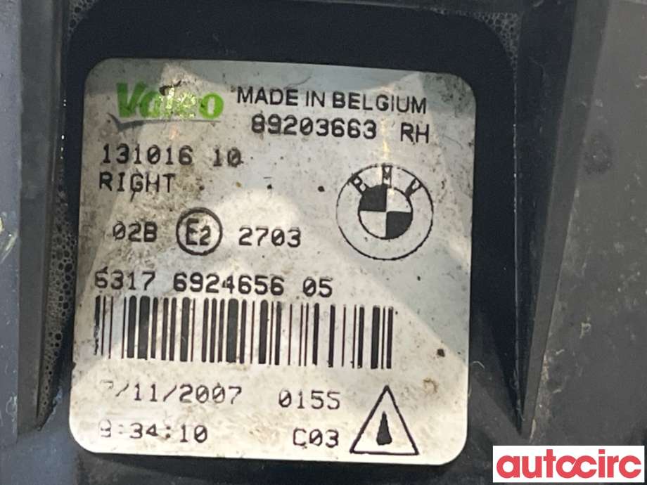 Tåkelykt høyre foran til BMW X3 2007-2010 (Fase 2) (E83) (E83) (BMW|63176924656|13101610|)