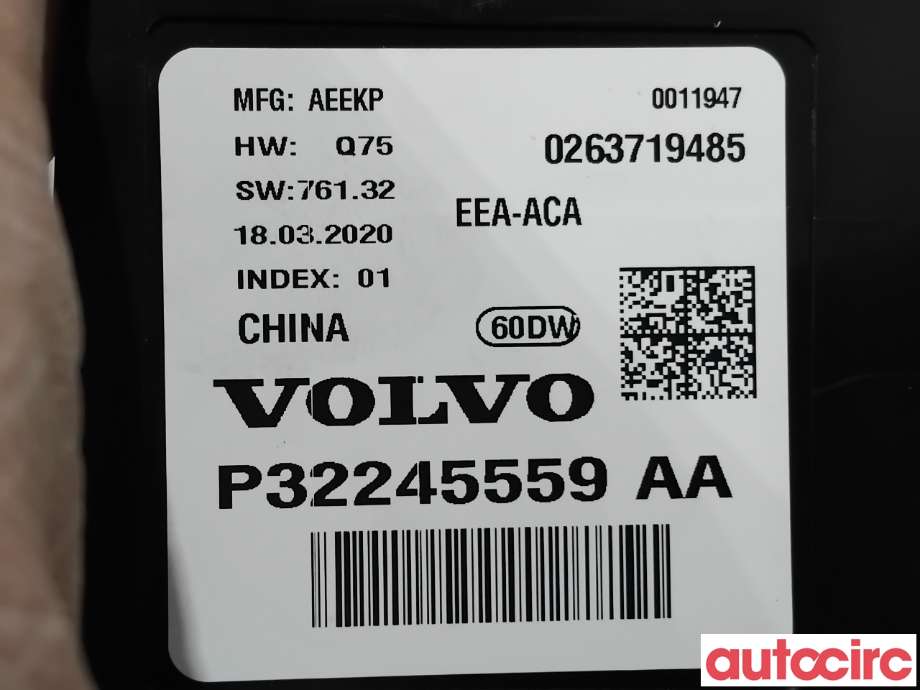 Instrumentpanel til Volvo XC60 2017-->> (Type II)  (VOLVO|36010590|0263719485|32245559)