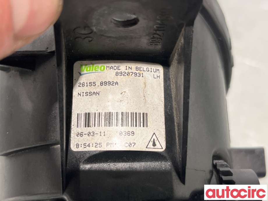Tåkelykt venstre foran til Nissan Qashqai 2007-2010 (Type I, Fase 1)  (NISSAN|261558990A|89207931|261558992A)