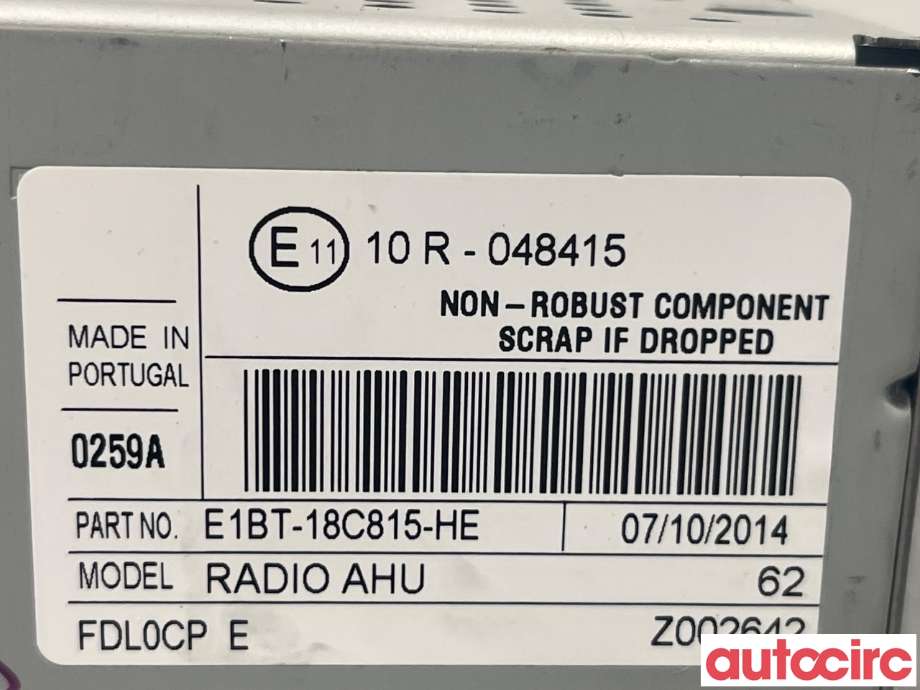 Bilstereo til Ford Fiesta 2013-2017 (Type VI, Fase 2)  (FORD|2342422||E1BT-18C815-HE)