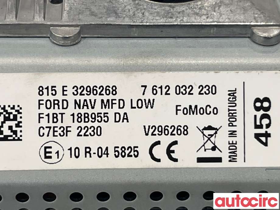 Multimedia display (MCU - Media Controller Unit) til Ford Fiesta 2013-2017 (Type VI, Fase 2)  (FORD|2013275||F1BT18B955DA)
