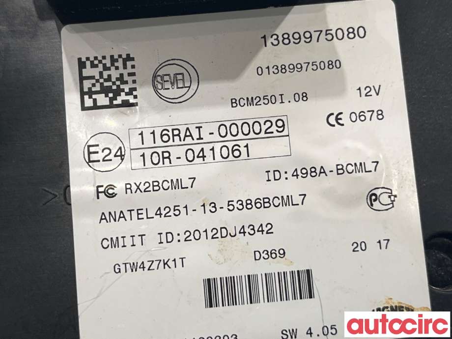 Sikringsboks til Peugeot Boxer 2014-->> (Type III, Fase 2) (PEUGEOT|1625932280)