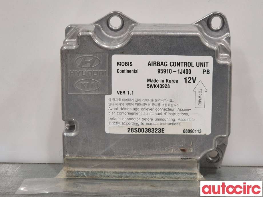 Airbag elektronikk til Hyundai i20 2009-2014 (Type I) (HYUNDAI|959101J400|5WK43928|95910-1J400)