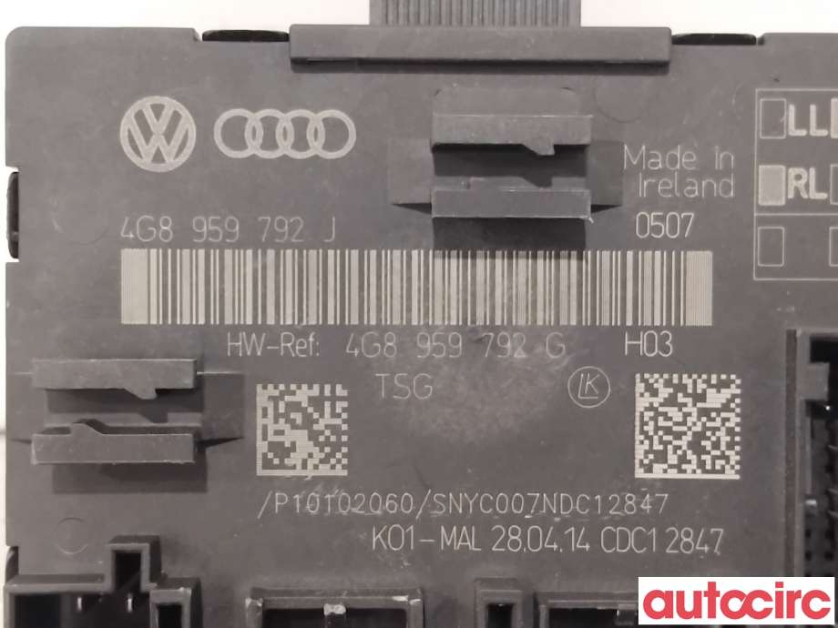 Styreenhet dør venstre foran til Audi A6, Allroad 2012-2014 (Type III, Fase 1) (C7) (C7) (AUDI|4G8959792H||4G8959792J)