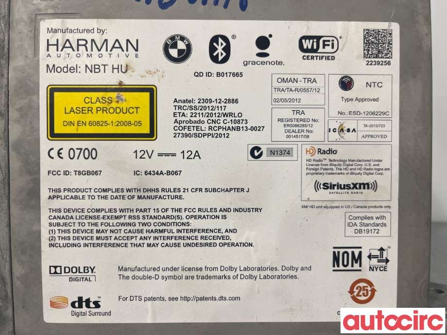 Bilstereo til BMW 3-Serie 2012-2018 (F30/F31/F34) (F30/F31/F34) (BMW|65126826790)