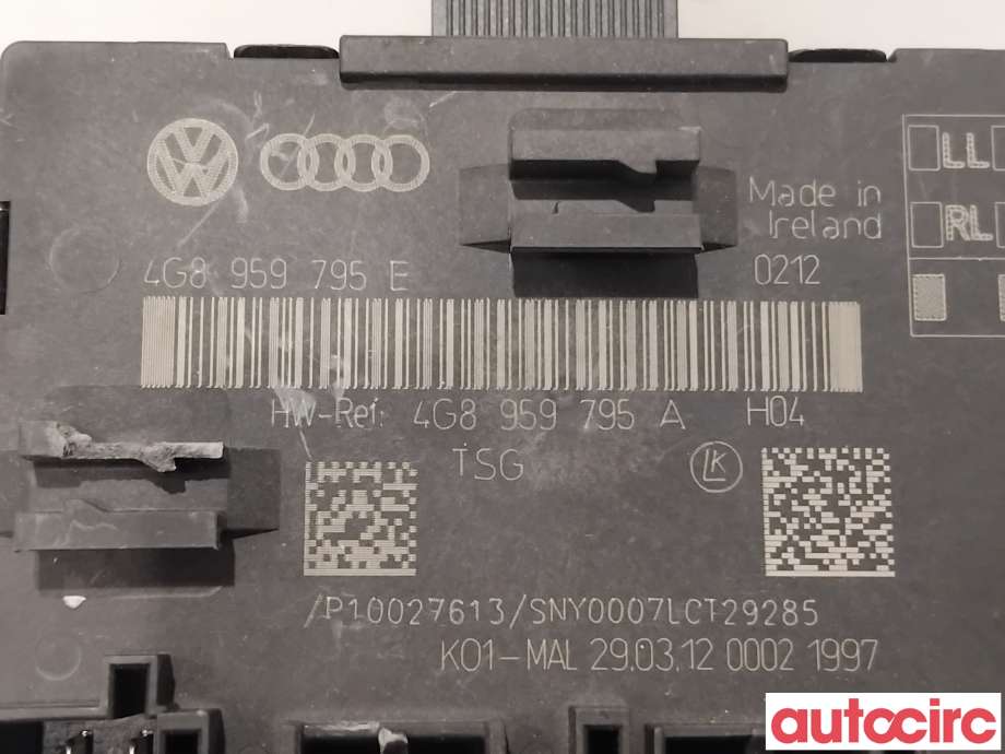 Styreenhet dør venstre foran til Audi A6 2011-2014 (Type IV, Fase 1) (C7) (C7) (AUDI|4G8959795D||4G8959795E)