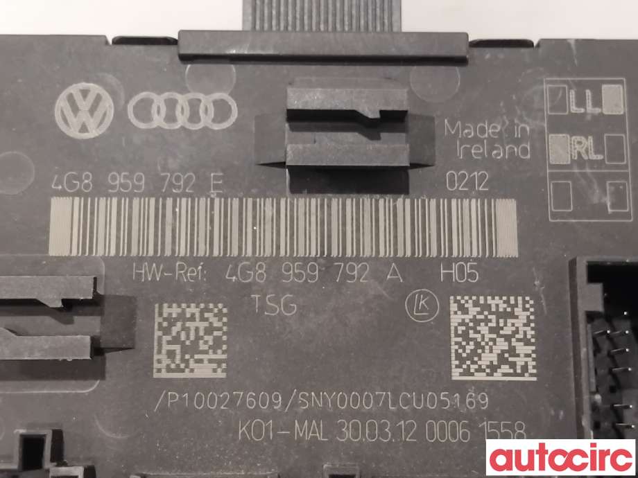 Styreenhet dør venstre foran til Audi A6 2011-2014 (Type IV, Fase 1) (C7) (C7) (AUDI|4G8959792D||4G8959792E)
