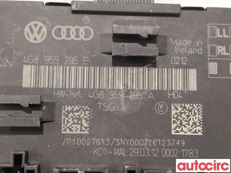 Styreenhet dør venstre foran til Audi A6 2011-2014 (Type IV, Fase 1) (C7) (C7) (AUDI|4G8959795D||4G8959795E)