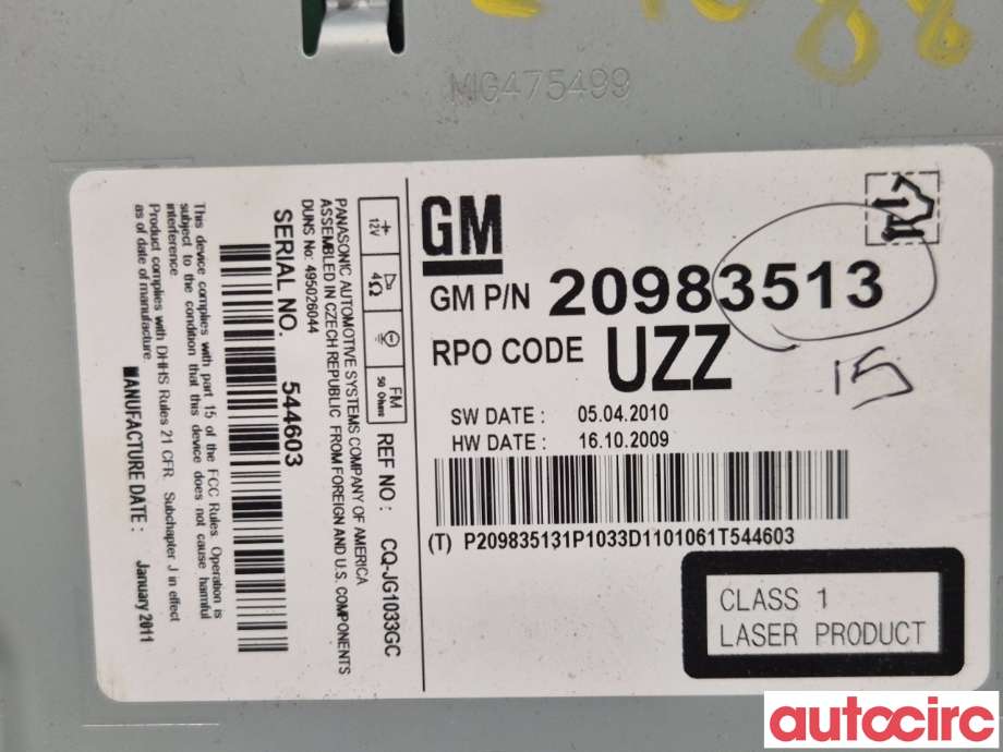 Bilstereo til Opel Astra J 2010-2015  (OPEL|22776285|20983513)
