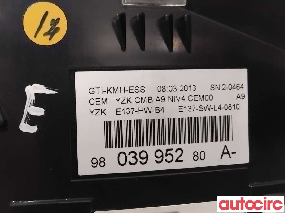 Instrumentpanel til Peugeot 208 2012-2019 (Type I) (PEUGEOT|9803223380|9803995280|9822720680)