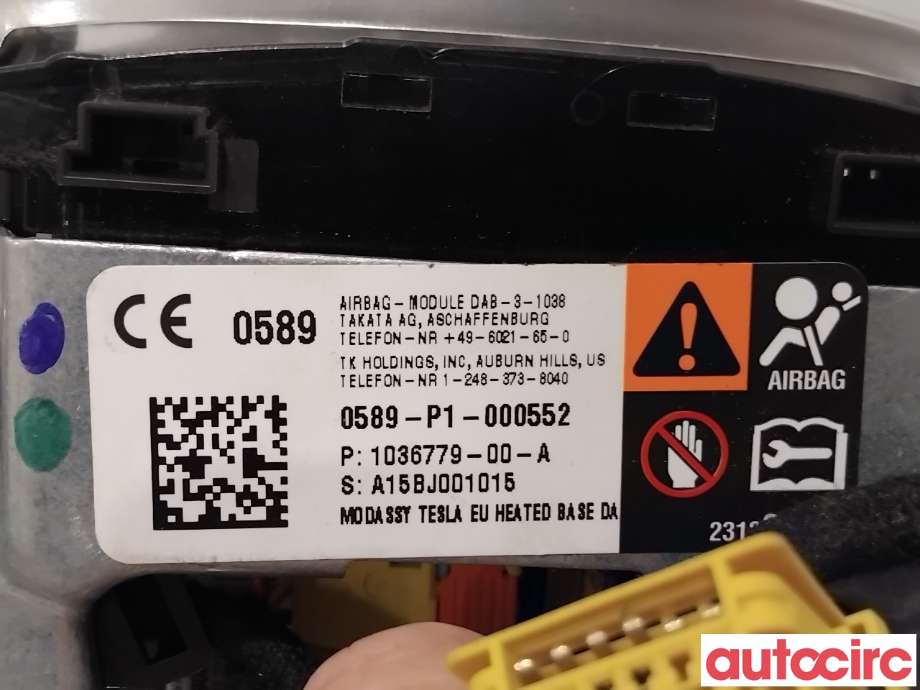 Airbag rattpute til Tesla Model S 2013-2016 (Fase 1)  (TESLA|1036779-00-A|)