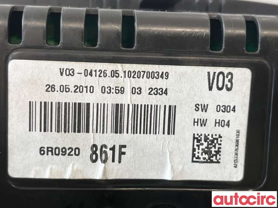Instrumentpanel til VW Polo 2009-2014 (Type V, Fase 1)  (VOLKSWAGEN|6R0920861FX|A2C53387636|6R0920861F)