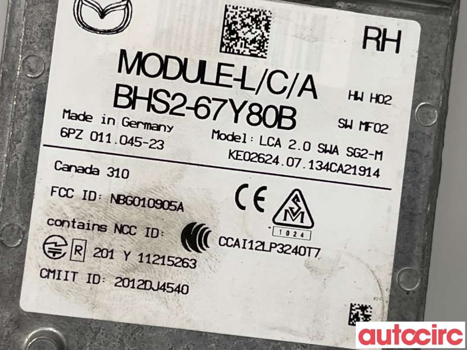 Sensor radar til Mazda 3 2013-2016 (Type III, Fase 1)  (MAZDA|BHS2-67-Y80F|6PZ011045-23|BH2S-67Y80B)