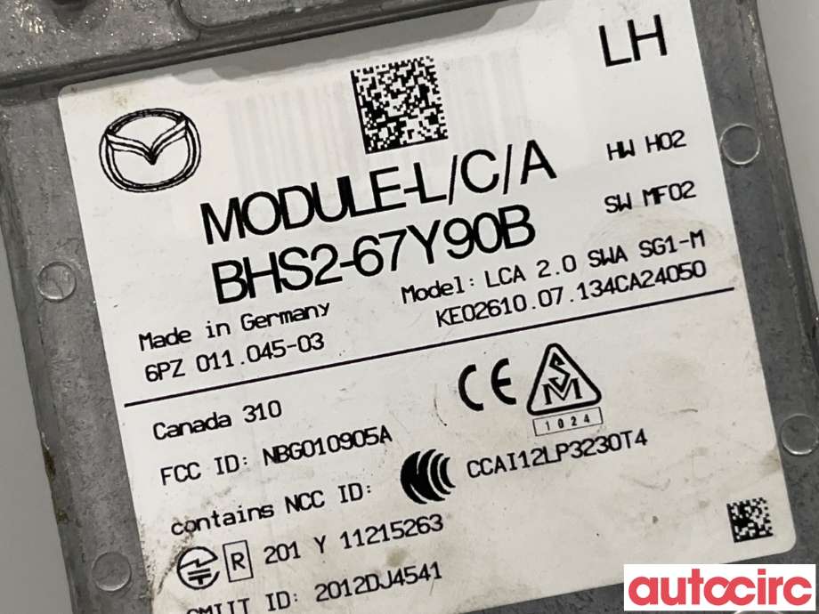 Sensor radar til Mazda 3 2013-2016 (Type III, Fase 1)  (MAZDA|BHS2-67-Y90F|6PZ011045-03|BHS2-67Y90B)