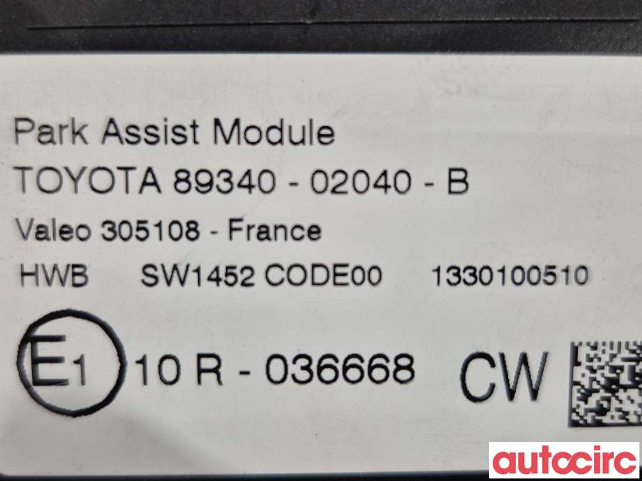 Styreenhet parkering til Toyota Auris 2013-2015 (Type II, Fase 1)  (TOYOTA|8934002040||89340-02040)