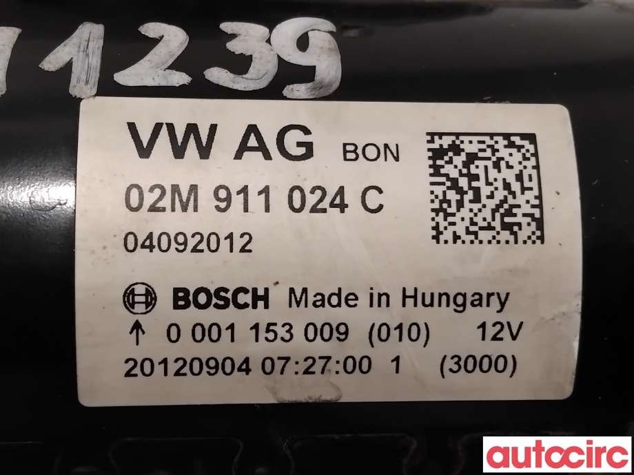 Starter diesel til VW Passat 2011-2015 (B7) (B7) (VOLKSWAGEN|02M911024CX|0001153009|02M911024C)