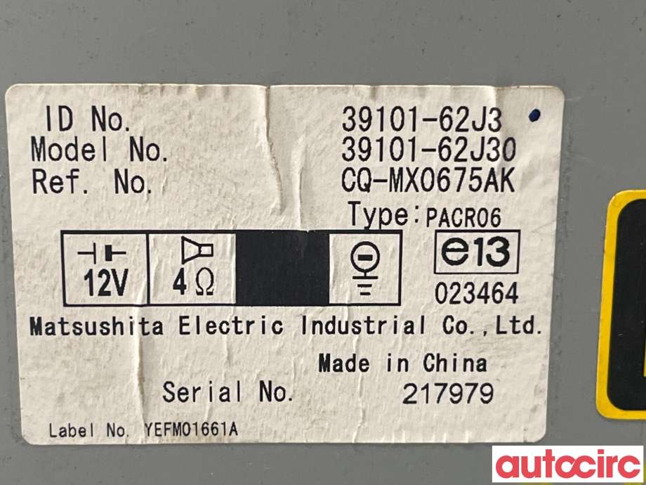 Bilstereo til Suzuki Swift 2005-2010  (SUZUKI|39101-62J10-BZH)