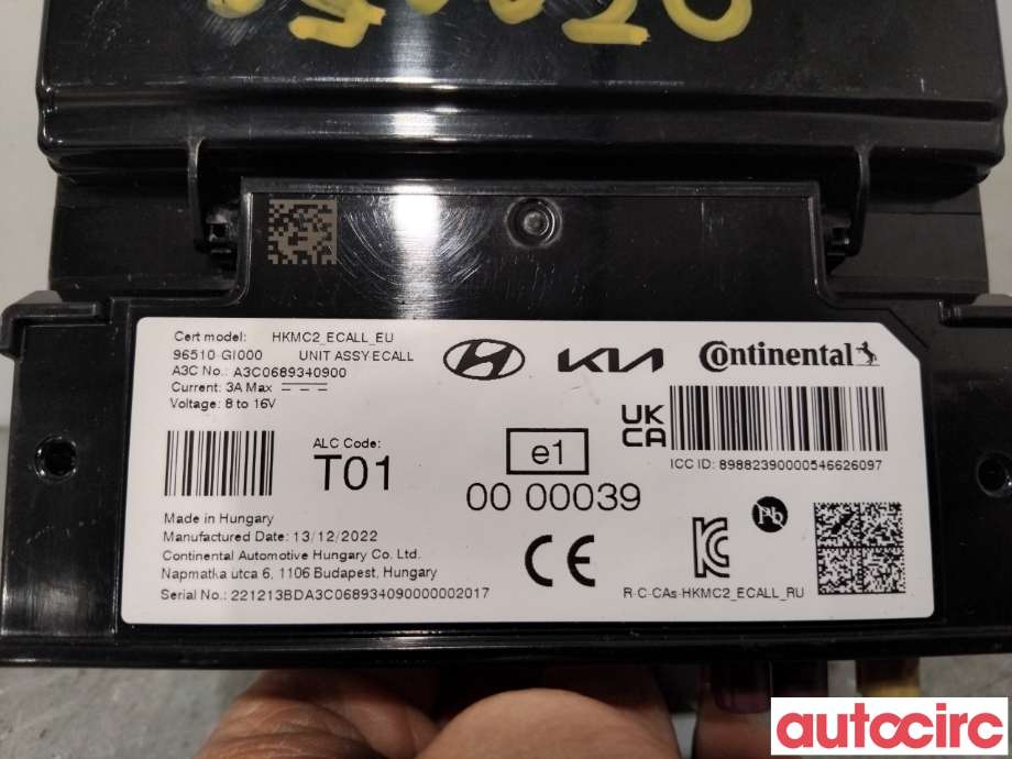 Styreenhet diverse til Hyundai Ioniq 5 2021-->>  (HYUNDAI|96510GI000|A3C0689340900|96510-GI000)