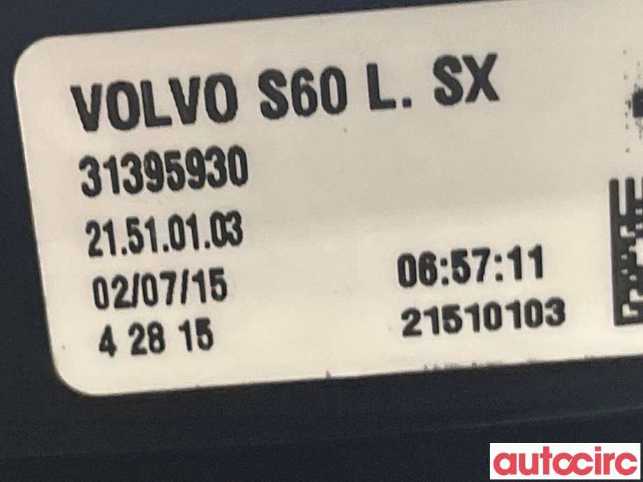 Baklykt venstre til Volvo S60 2014-2019 (Type II, Fase 2) (VOLVO|31395930)